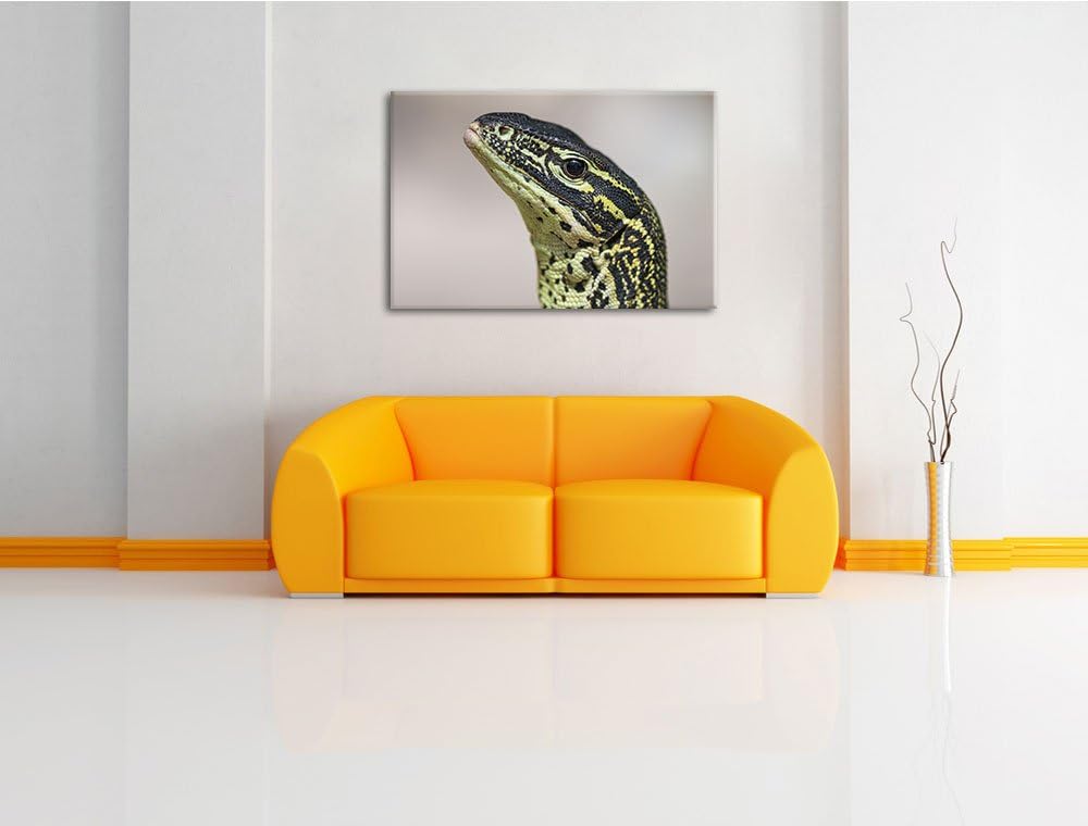 Pixxprint wachsamer Leguan auf Leinwand, XXL riesige Bilder fertig gerahmt mit Keilrahmen, Kunstdruc