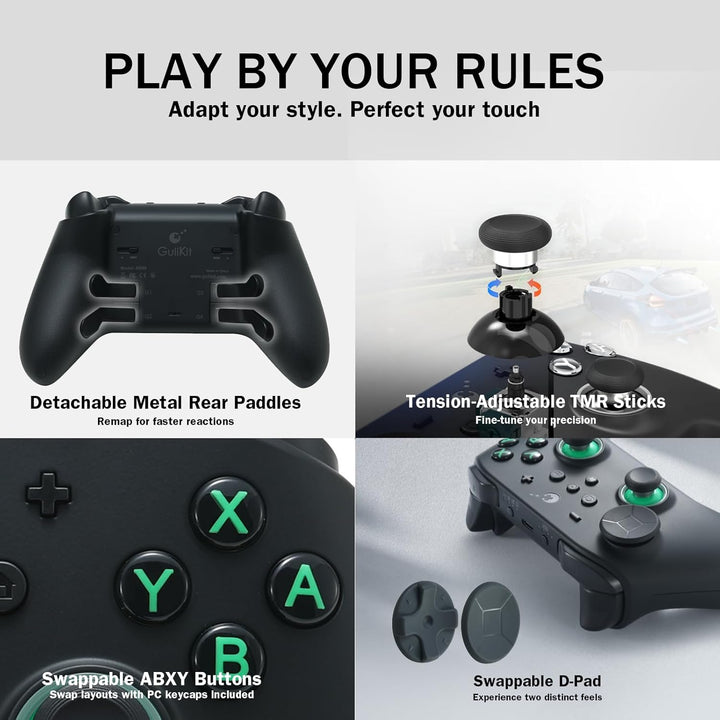 GuliKit TT Pro Wireless Game Controller, Bluetooth,Hyperlink Wireless Adapter,Wired, Anti-Drift 720°