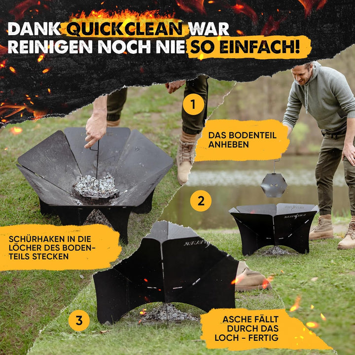 EDELFEUER Feuerschale Faltbar + GRATIS Grillrost - Leichter Aufbau - Ø 80cm [Ultra Stabil] Feuerkorb