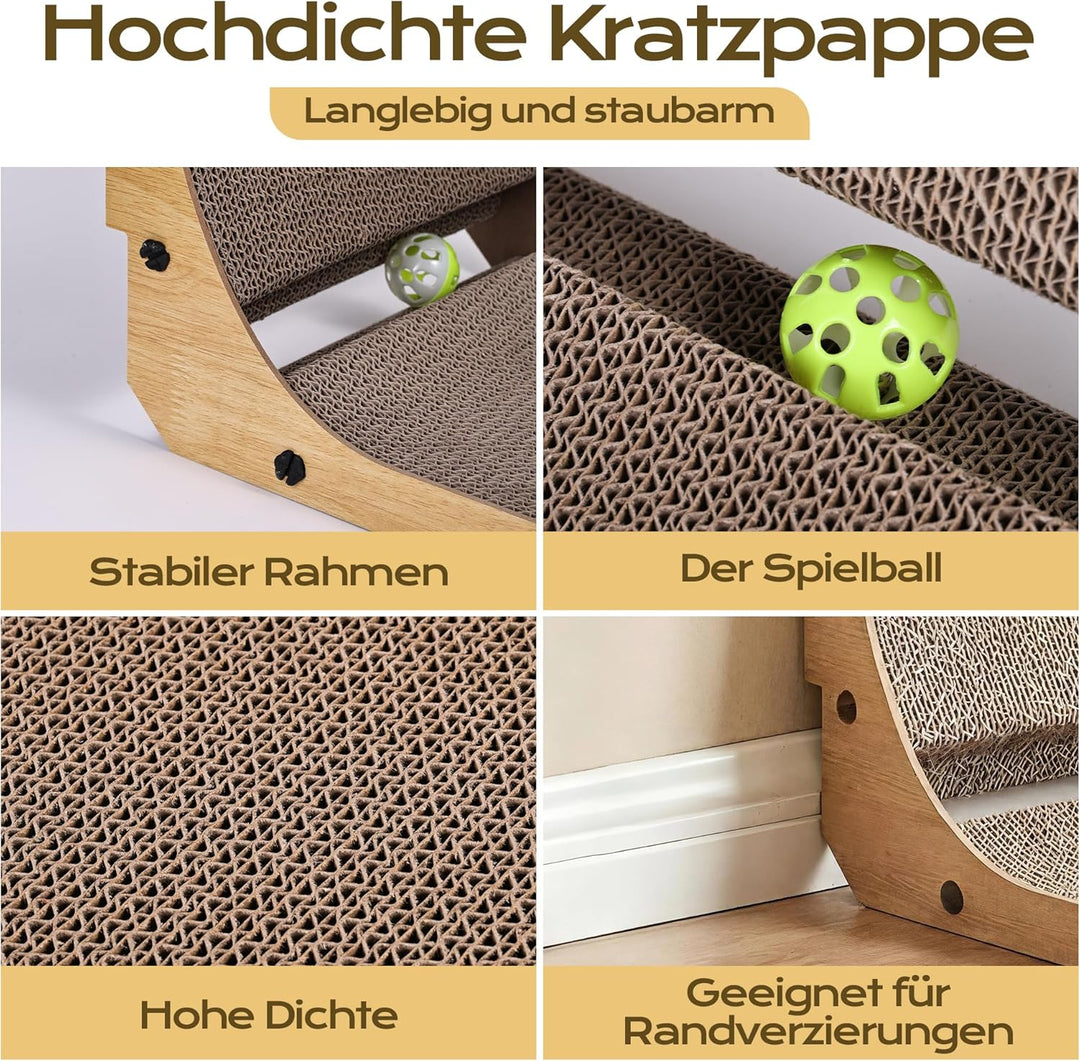 L-förmiges Kratzbrett Katze 68 cm & Kratzpappe für Katzen | Kratzbretter Katze mit Spielzeug, Hochdi