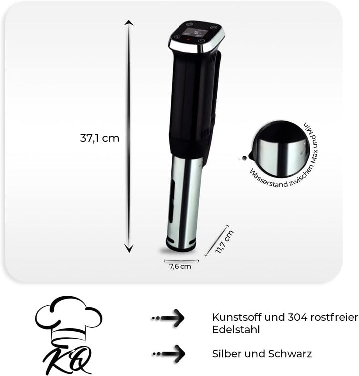KitchenQuality Sous Vide Garer Stick | IPX7 wasserdicht Sous Vide Garer | 1300 Watt | Touch Display