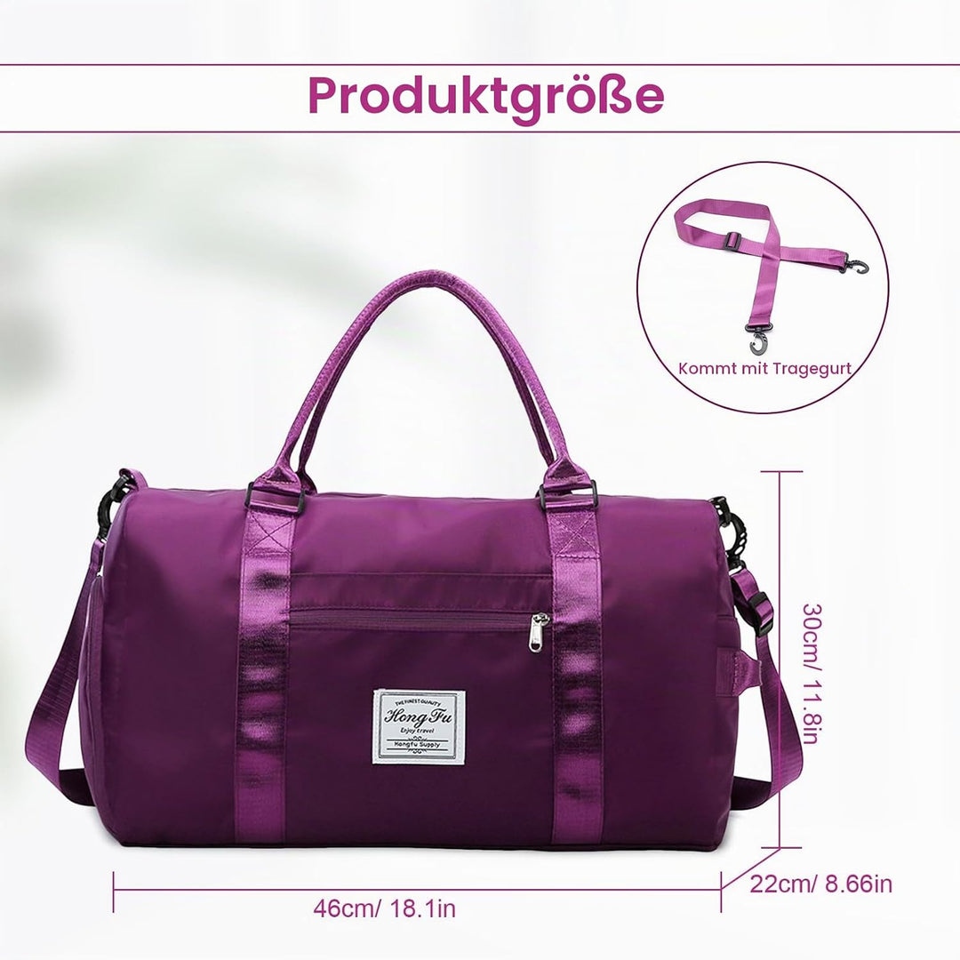 Fitness Tasche, Grau Sporttasche mit Nassfach, Tasche Herren und Damen, Purpurrot, Purpurrot