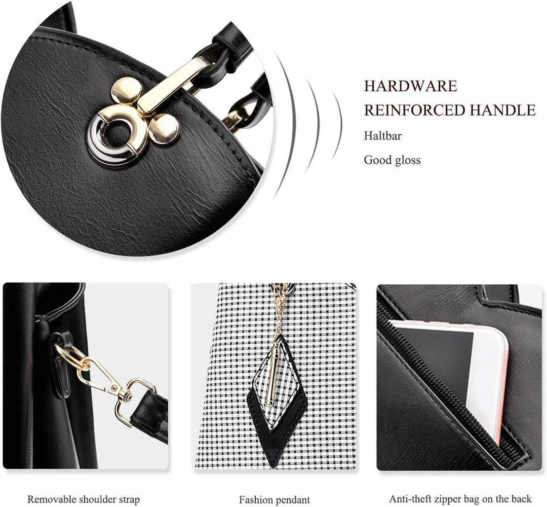 NICOLE & DORIS Elegante Damen Handtasche mit Mehreren Taschen Schultertaschen aus PU-Leder Henkeltas