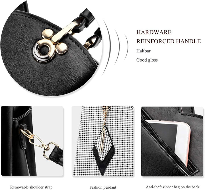 NICOLE & DORIS Elegante Damen Handtasche mit Mehreren Taschen Schultertaschen aus PU-Leder Henkeltas