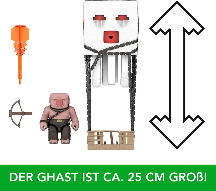 Mattel Minecraft Actionfigur-Set, Ghast mit Feuerattacke, Lichter, Geräusche, Starter und Projektil,