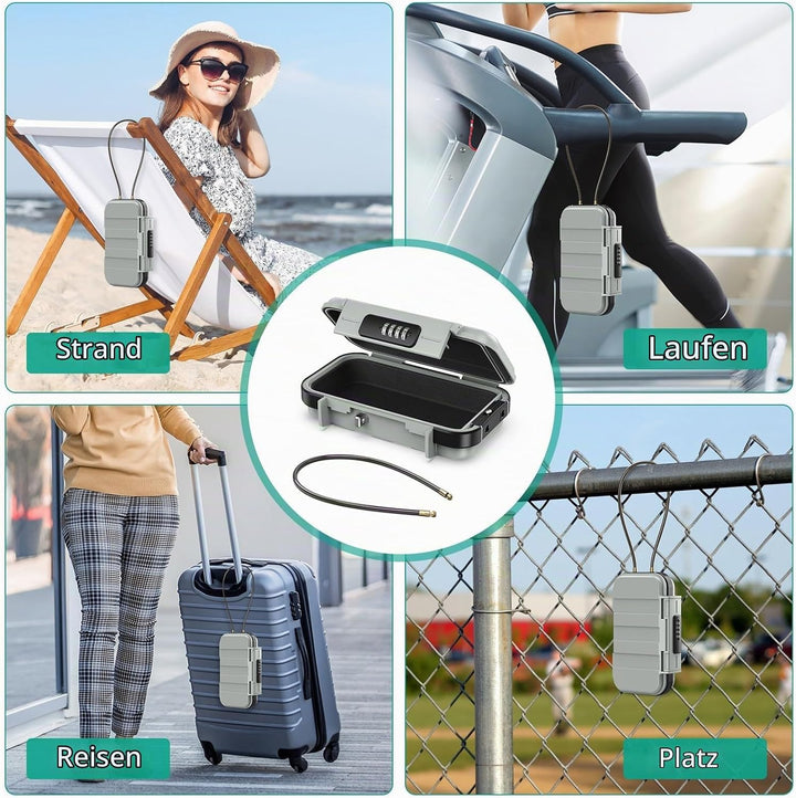 ORIA Tragbarer Tresor mit Zahlencode, Sicherheitsbox Outdoor Sicherheitssafe, mit abnehmbarem Drahts