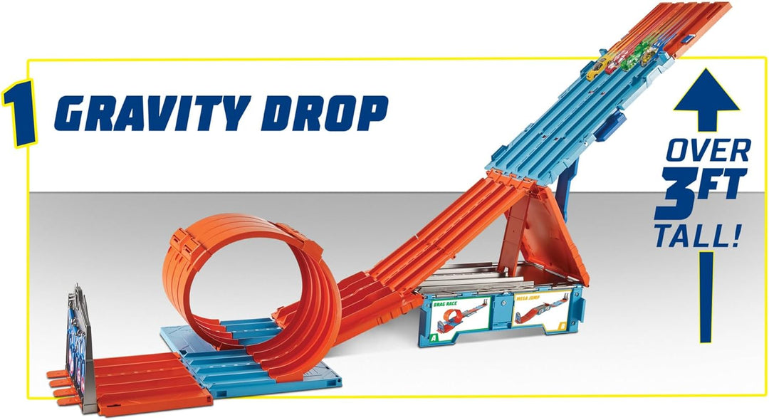 Hot Wheels Bahn Track Builder, Rennkiste (3 Stunts in 1 Set) zum Bauen von Autorennbahnen für Hot Wh
