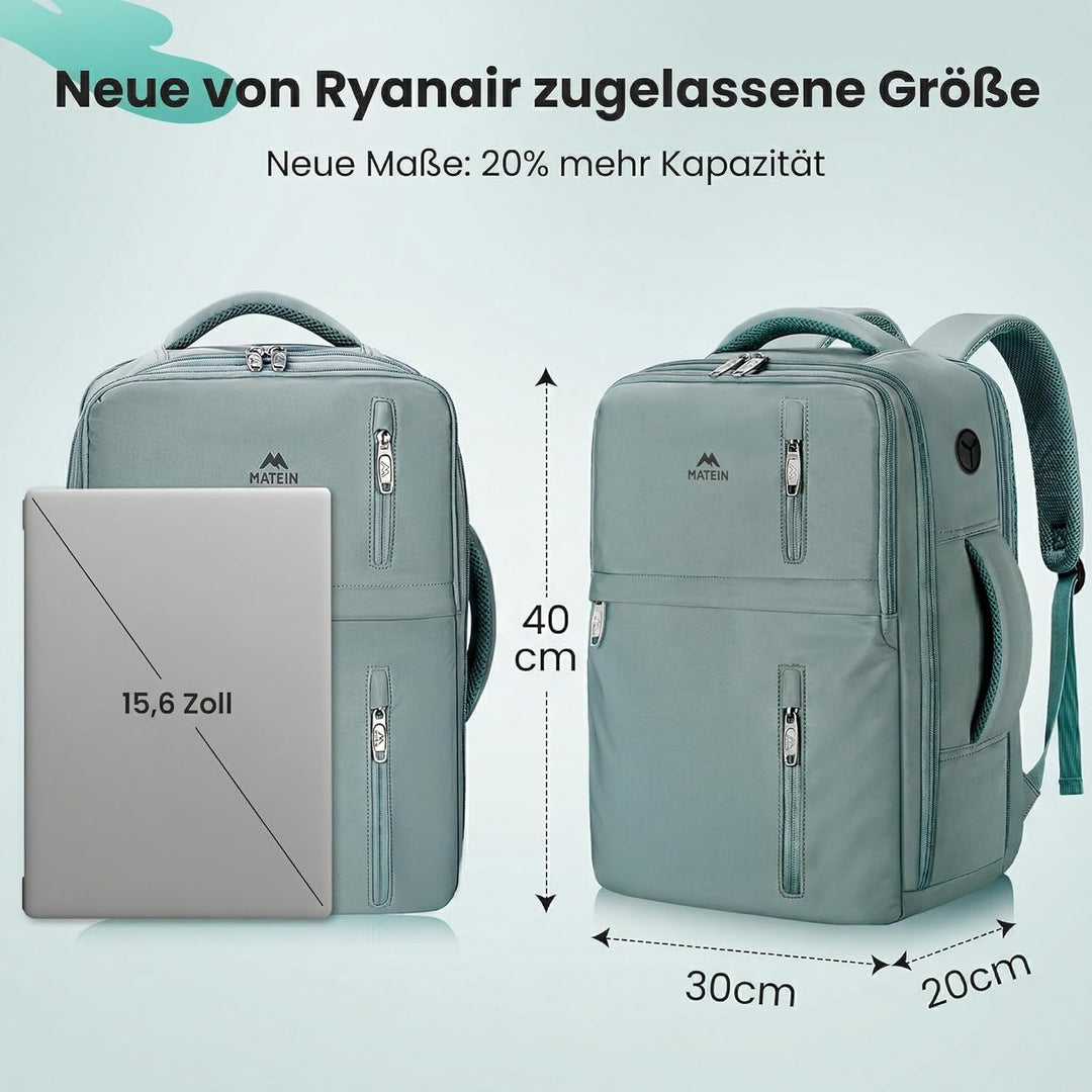 MATEIN Ryanair Handgepäck 40x30x20 mit Nassfach, 24L Rucksack Handgepäck Flugzeug Leicht, Ryanair Ru