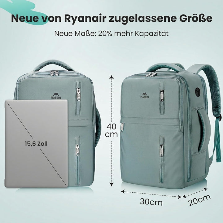 MATEIN Ryanair Handgepäck 40x30x20 mit Nassfach, 24L Rucksack Handgepäck Flugzeug Leicht, Ryanair Ru