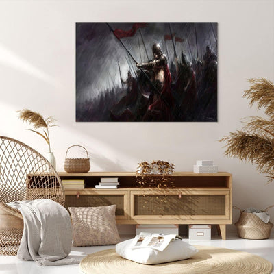 Bilder auf Leinwand 100x70cm Leinwandbild mit Rahmen ritter kampf feld Gross Wanddeko Bild Schlafzim