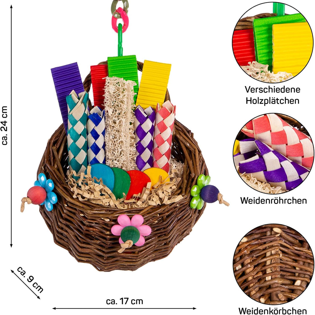 HappyBird | Hangy Nibble-Basket | Happy Nature Schredderspielzeug - Sittich, kleine Papageien, Knabb