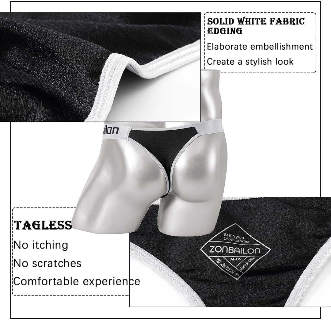 BIATWOWR Herren String Tanga Sexy Slips Unterwäsche Männer mit Weichem und Bequemem Stoff Viel Platz