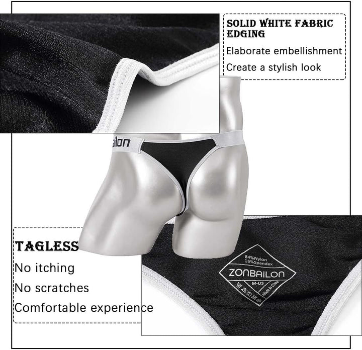 BIATWOWR Herren String Tanga Sexy Slips Unterwäsche Männer mit Weichem und Bequemem Stoff Viel Platz