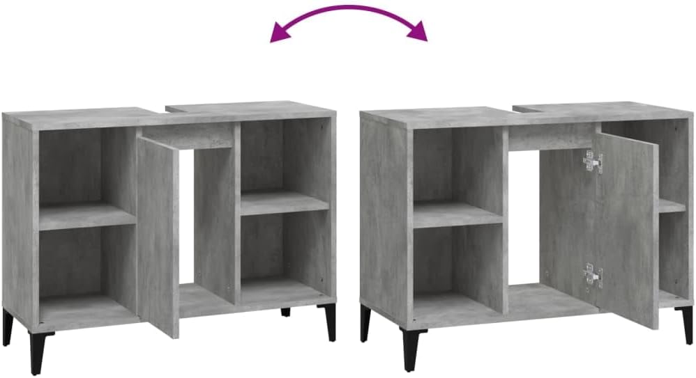 vidaXL Waschbeckenunterschrank, Badschrank mit 5 Fächern, Waschtisch Unterschrank mit Metallfüssen T