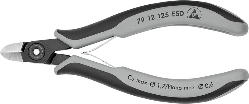 Knipex Präzisions-Elektronik-Seitenschneider ESD brüniert, mit Mehrkomponenten-Hüllen 125 mm 79 12 1