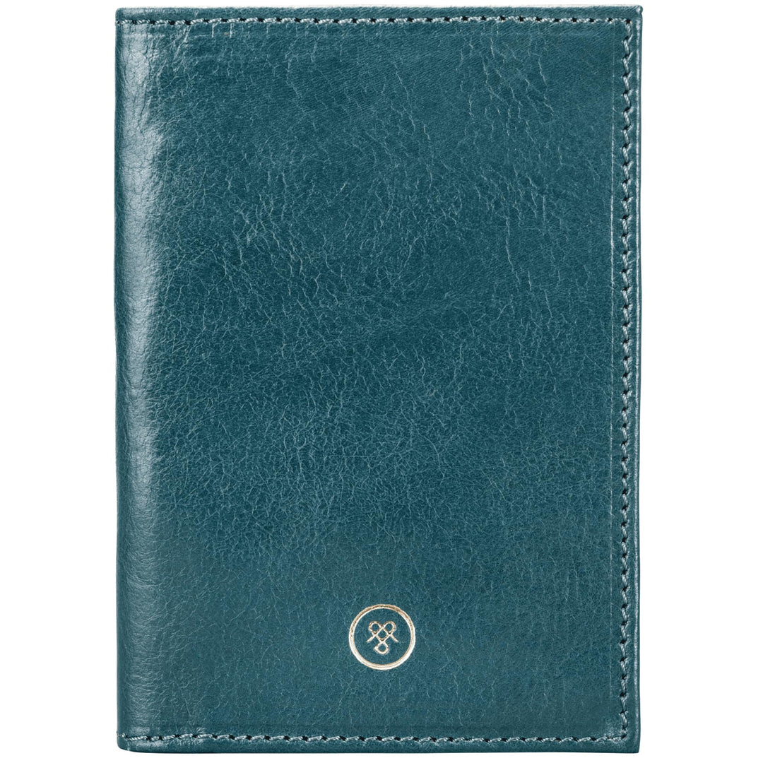 Maxwell Scott Handgefertigte Leder Reisepasshülle Prato in Petrol Blau, Petrol Blau