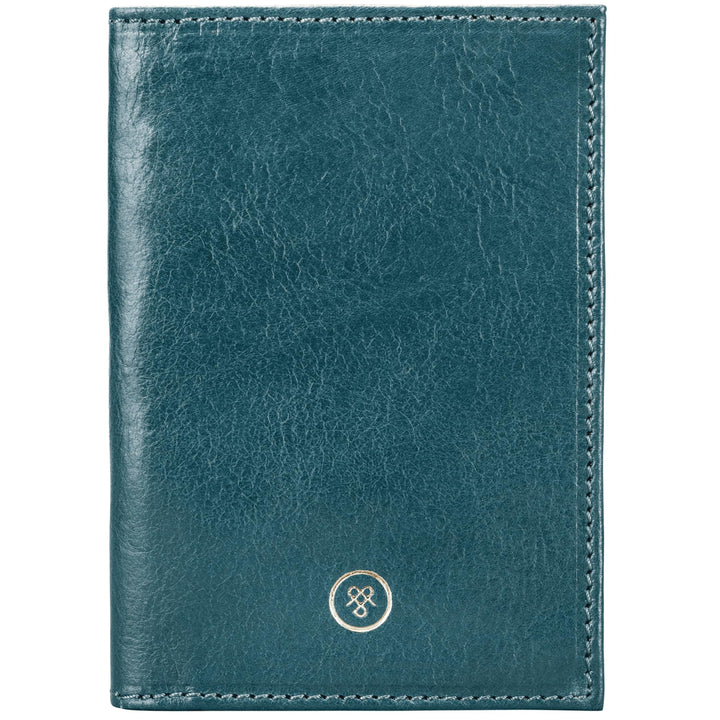 Maxwell Scott Handgefertigte Leder Reisepasshülle Prato in Petrol Blau, Petrol Blau