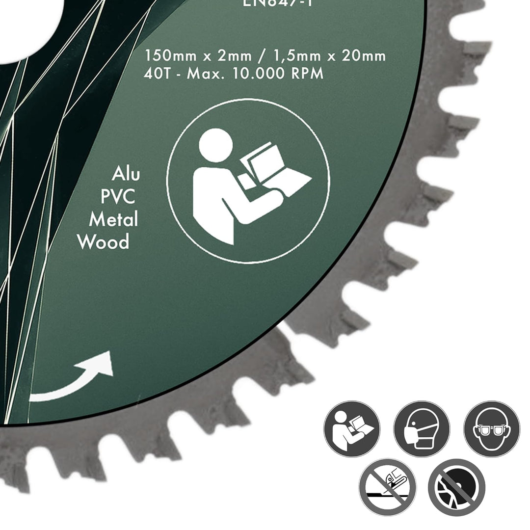 PRODIAMANT Multi Sägeblatt 150 x 20 mm Hartmetallsägeblatt für Holz, Alu, Kunstoff und Laminat mit H