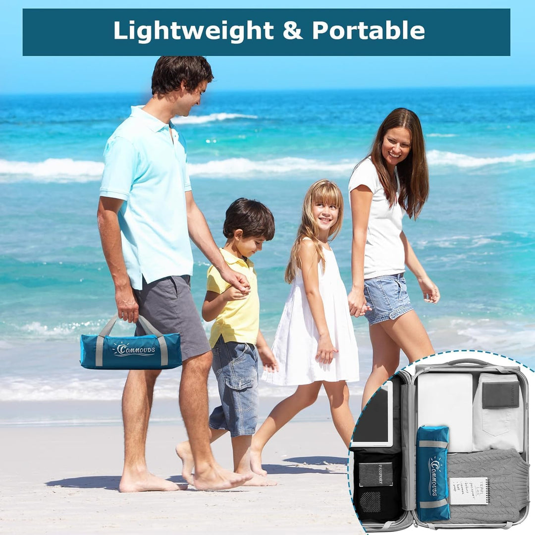 COMMOUDS Strandmuscheln, Tragbarer Strandzelt mit UV-Schutz 99+, Familie Sonnenzelt Strand mit 3 Mes