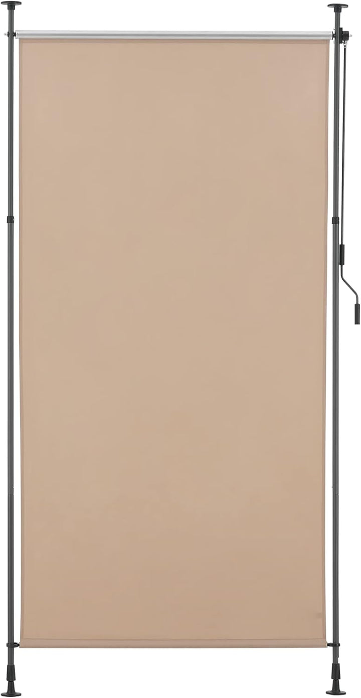 pro.tec Aussenrollo Cimarra 150 x 270 cm Balkonrollo Senkrechtmarkise mit Handkurbel Sichtschutz wit