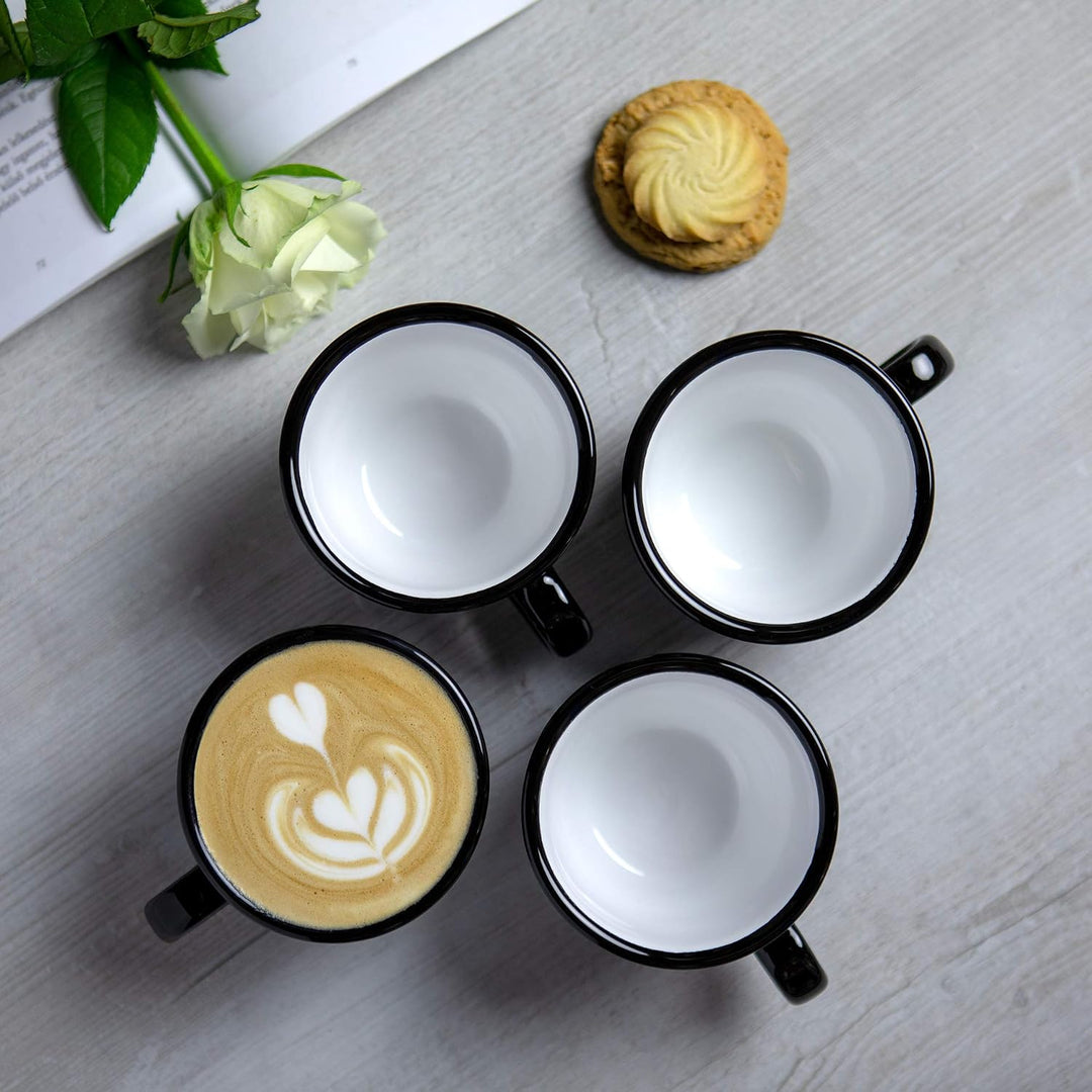 City to Cottage® - Kaffeebecher Teetasse 250 ml | Schwarz und Weiss | Polka Dots | Handgemacht | Ker