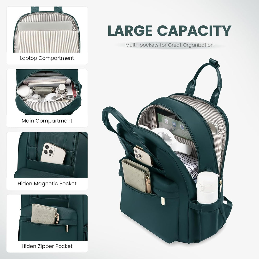 LOVEVOOK Laptop Rucksack Damen, 15,6 Zoll Schulrucksack Teenager mit USB Ladeanschluss, Wasserdicht