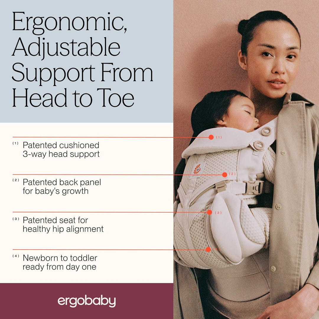 Ergobaby Babytrage, Omni 360 Cool Air Mesh mit 4 Positionen für Neugeborene bis Kleinkinder (0-4 Jah