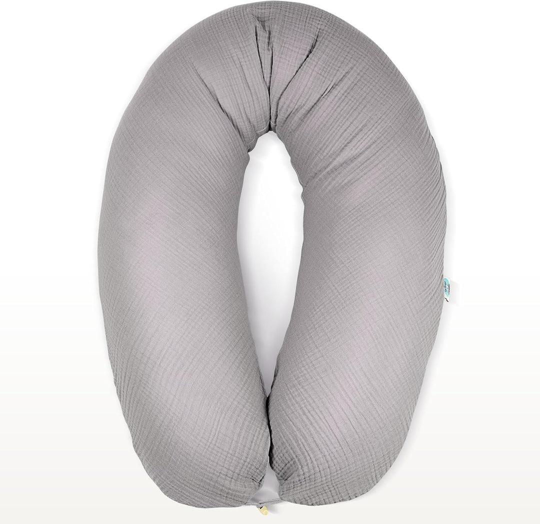 sei Design Stillkissen XXL Mikroperlen-Füllung mit Musselin-Bezug aus Baumwolle [100% Bio-Baumwolle