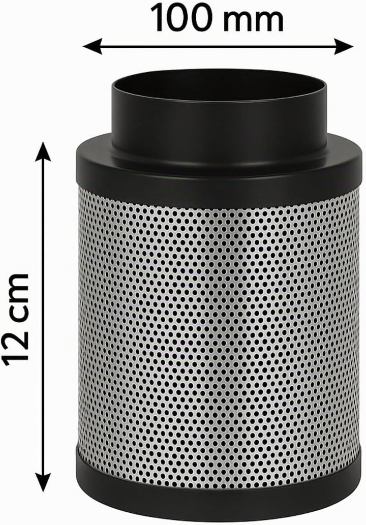 Weedness Airontek Aktivkohlefilter Grow 140 m³/h 100-120 mm 12 cm - Anti Geruch Belüftung Geruchsfil