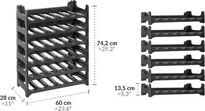 Grizzly Flaschenregal - Modulares, stapelbares Design für 36 Flaschen, Weinregal Anthrazit 6 Module