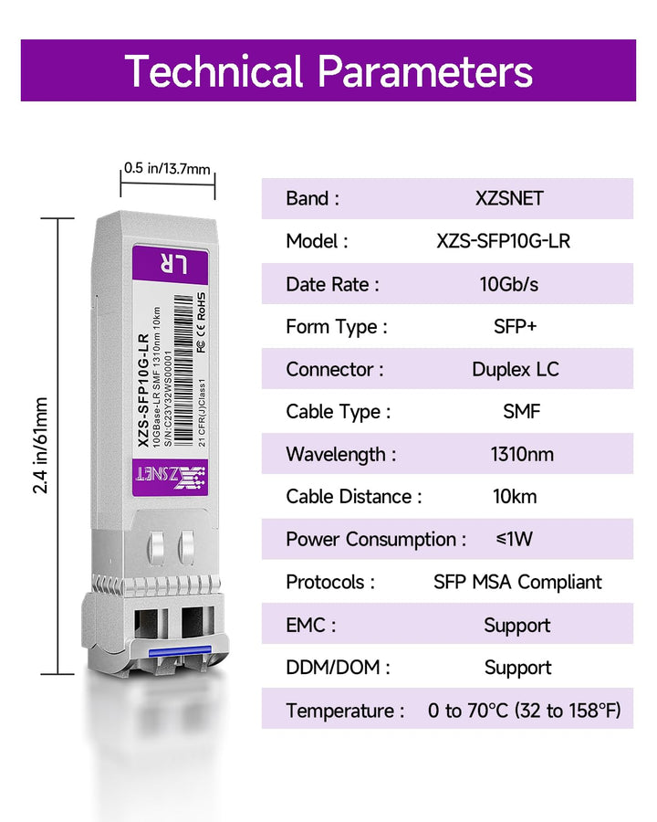 10GBASE-LR SFP+ Transceiver, 10G SFP+ auf LC Single-Mode-Fasermodul, kompatibel mit Cisco SFP-10G-LR