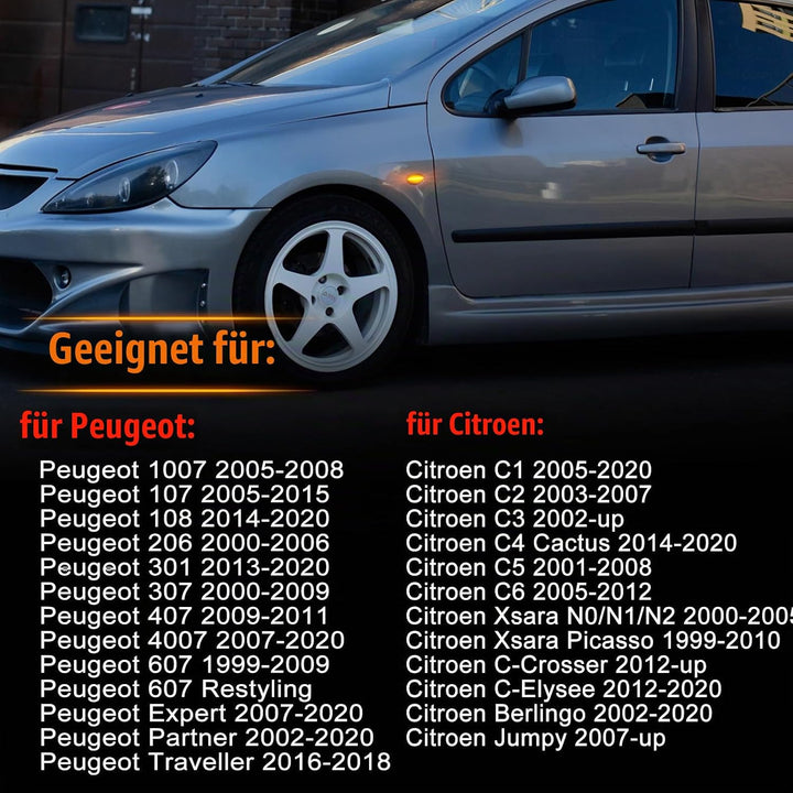 2 Stück LED Blinker Seitenblinker für Peugeot 1007 107 206 207 307 407 607 Partner Expert Citroen C1