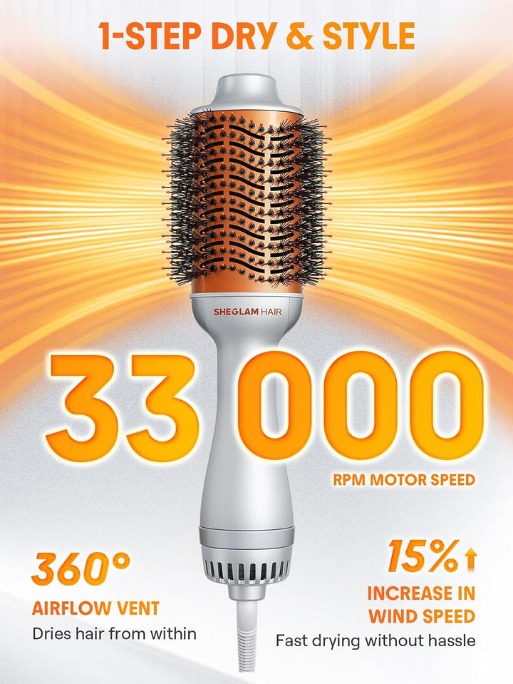 SHEGLAM Blowout Bliss Heissluftbürste 4 in 1 zum Trocknen Glätten Locken und Volumisieren mit Pflege
