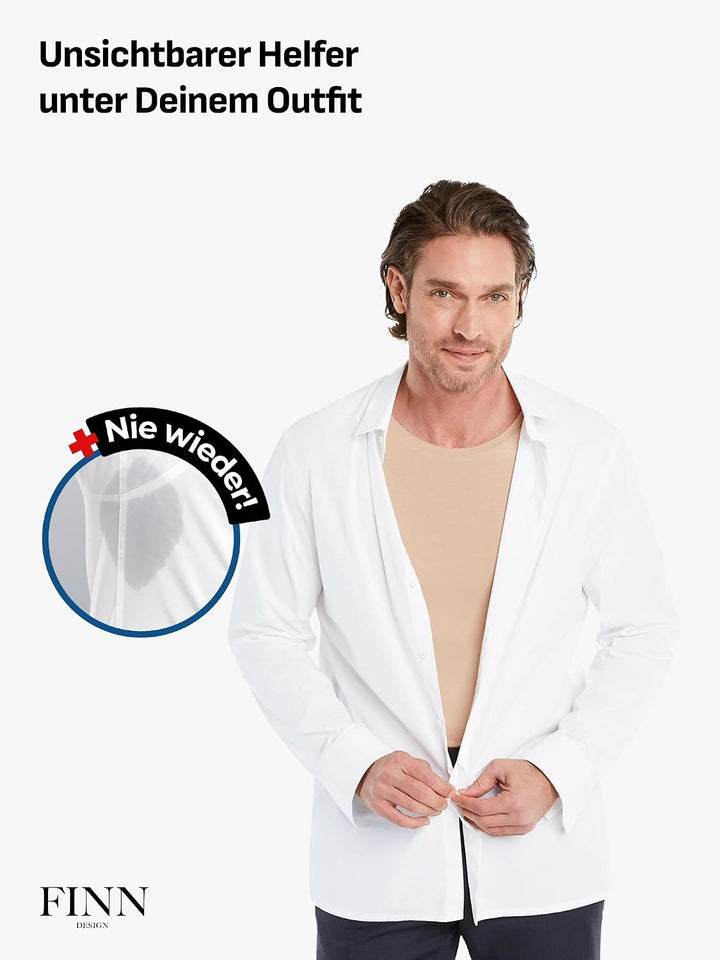 FINN Anti-Schweiss Shirt Herren mit Rundhals und integrierten Achselpads gegen Starkes Schwitzen - A