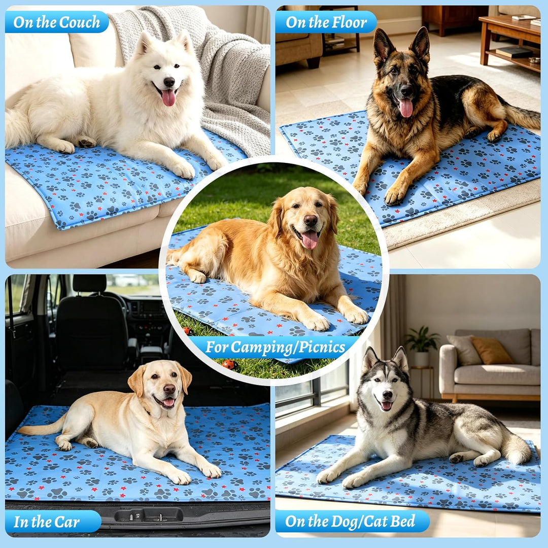 Kühlmatte Hund 90 x 60 cm, Kühlmatte für Hunde &amp; Katzen Faltbare, Kühldecke für Haustiere Leicht Rei