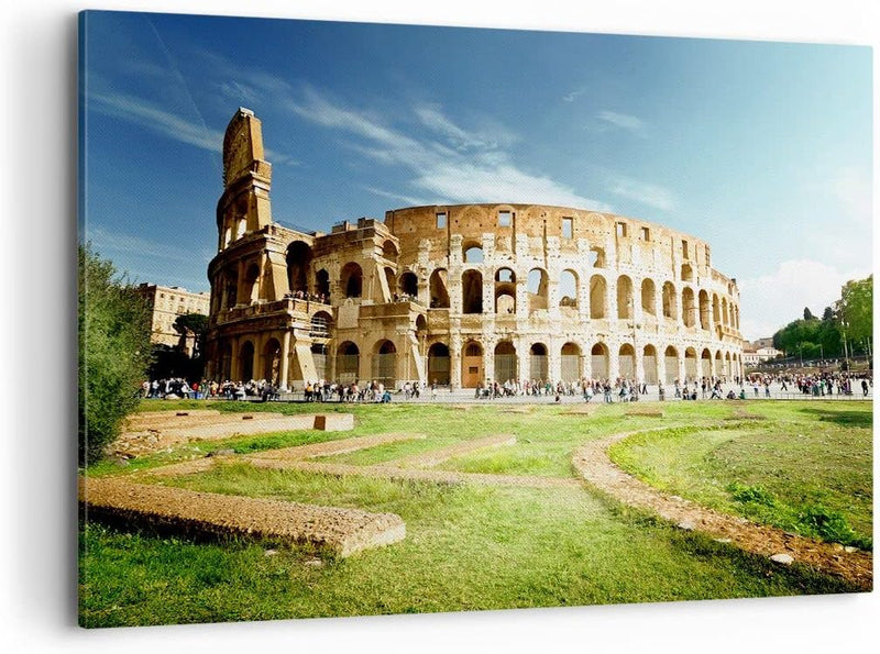 Bilder auf Leinwand 100x70cm Leinwandbild Archäologie Architektur Italien Kolosseum Gross Wanddeko B