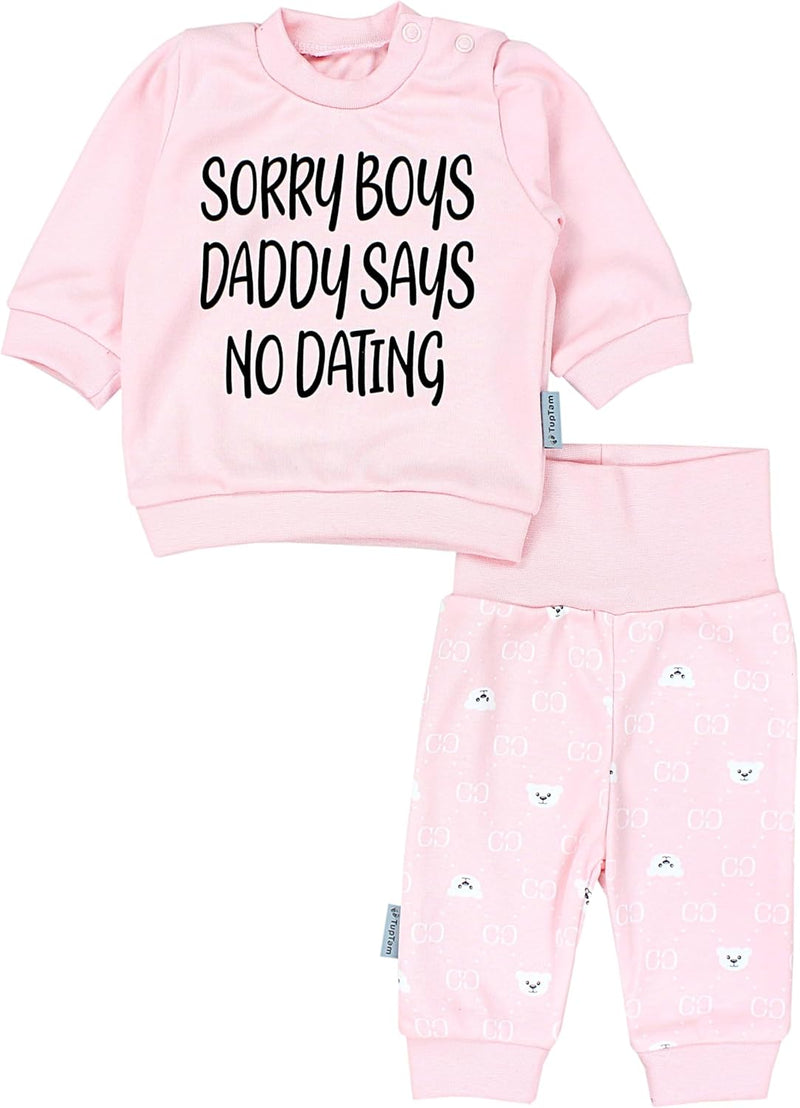 TupTam Baby Mädchen Outfit Langarmshirt mit Print Spruch Babyhose Babykleidung 2teilig 62 Sorry boys