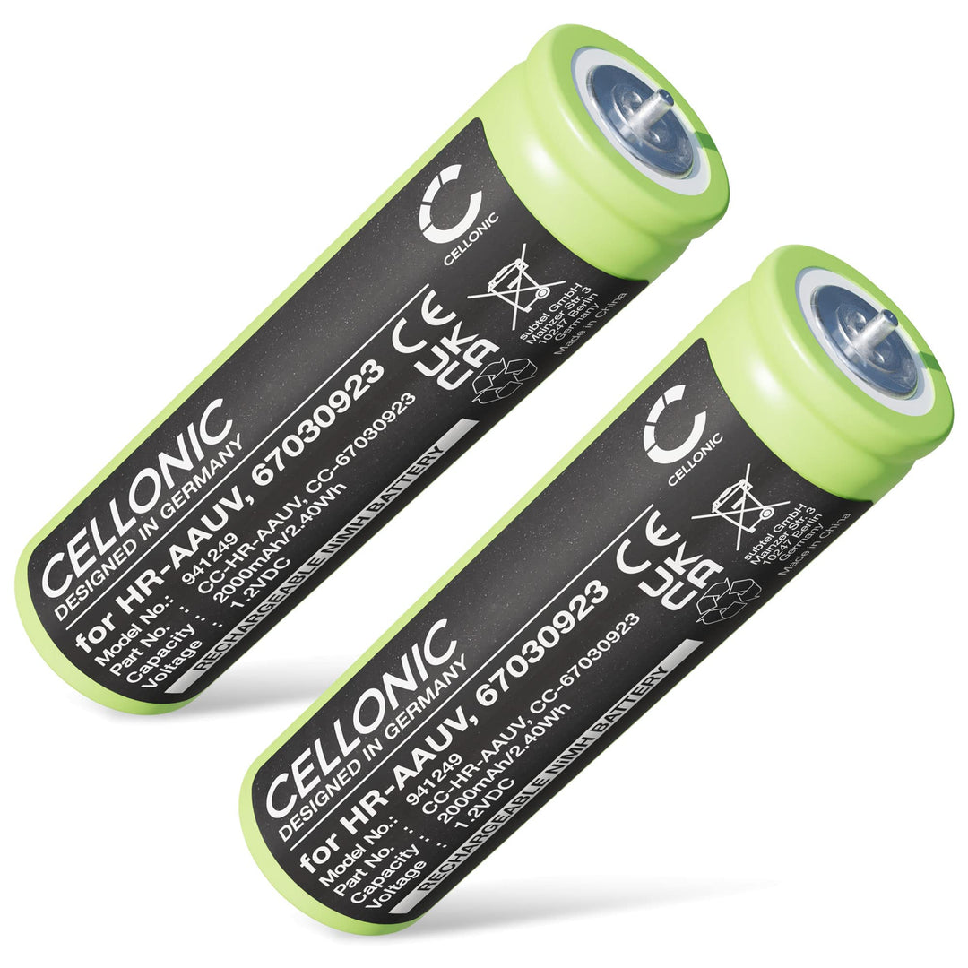 CELLONIC 2X Akku kompatibel mit Braun Series 3 360, 5779, ER-2301, 67030923 2x Akku 2000mAh, 2x Akku