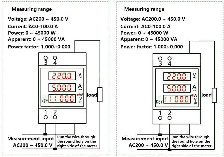 Power Factor Meter, stabile Leistung, multifunktionaler Leistungsmesser, zur Spannungsmessung(AC200-