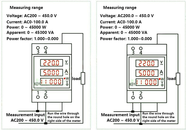 Power Factor Meter, stabile Leistung, multifunktionaler Leistungsmesser, zur Spannungsmessung(AC200-
