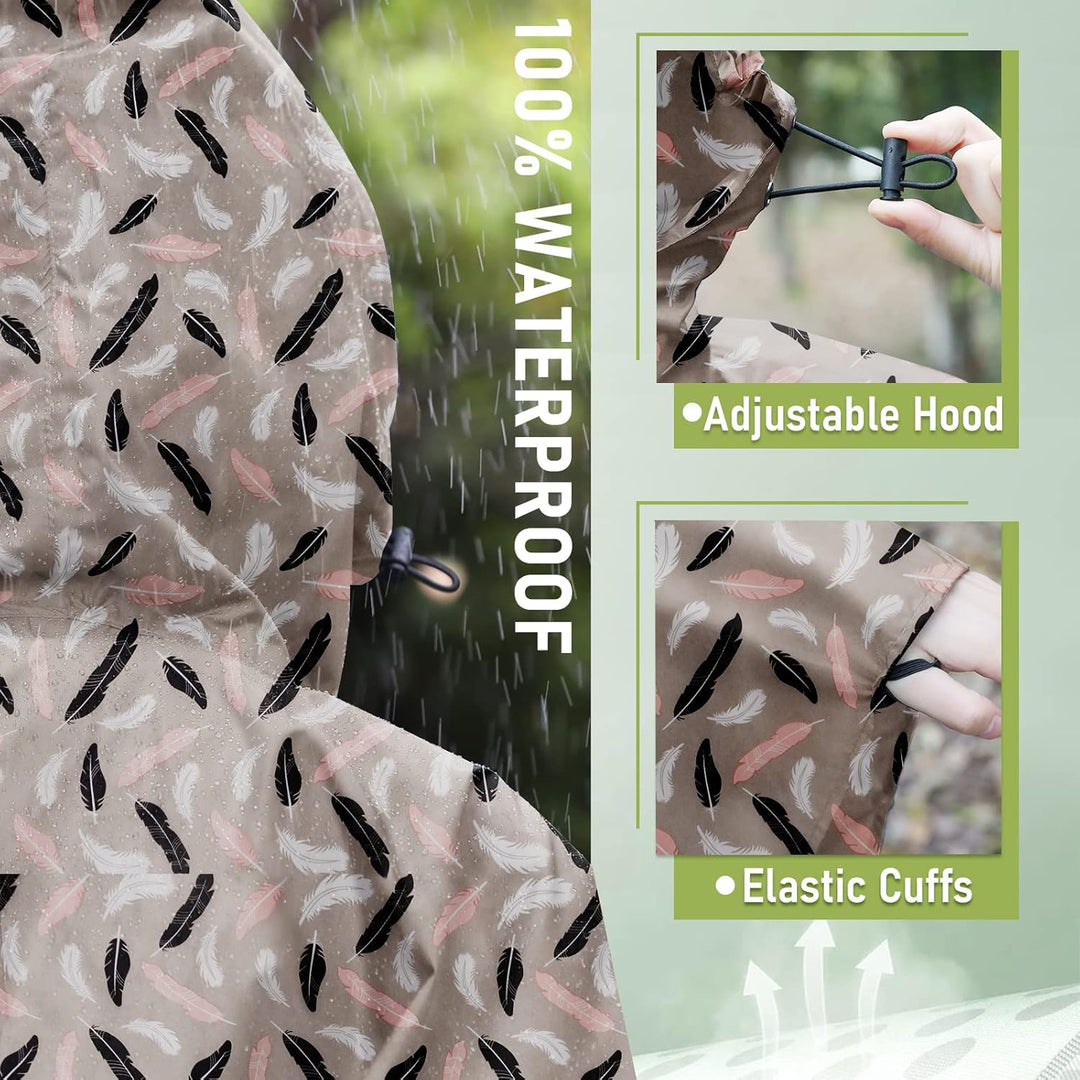Regen Poncho Jacke Mantel für Erwachsene mit Kapuze wasserdicht mit Reissverschluss im Freien Feder