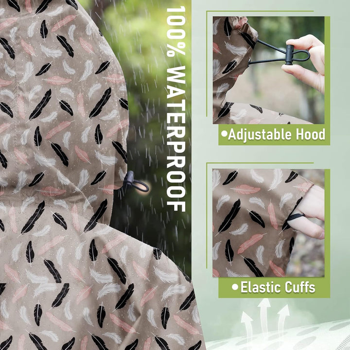 Regen Poncho Jacke Mantel für Erwachsene mit Kapuze wasserdicht mit Reissverschluss im Freien Feder