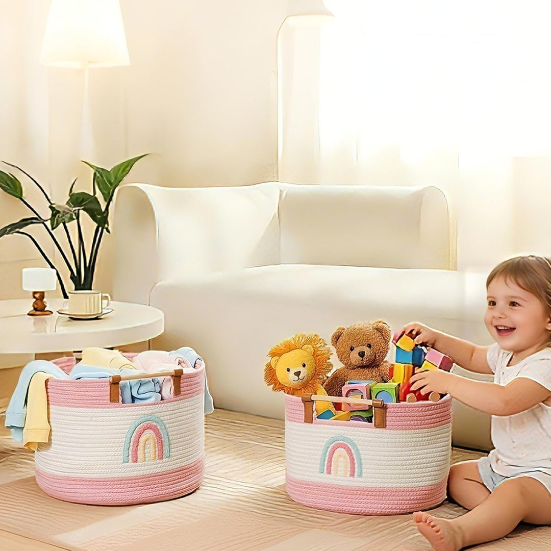 Grosser Deckenkorb für das Wohnzimmer 35L Baby-Wäschekorb Spielzeugkorb für Babys Kleinkinder Aufbew
