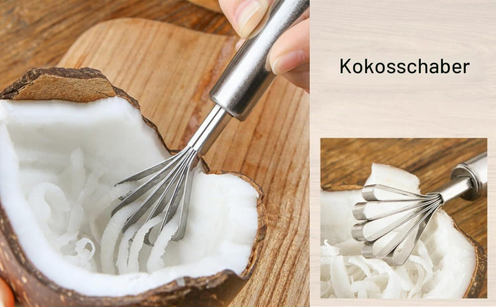 HZIYOU Kokosnussöffner-Werkzeug-Set, Edelstahl-Kokosnussöffner-Kit in Lebensmittelqualität, Schalenö