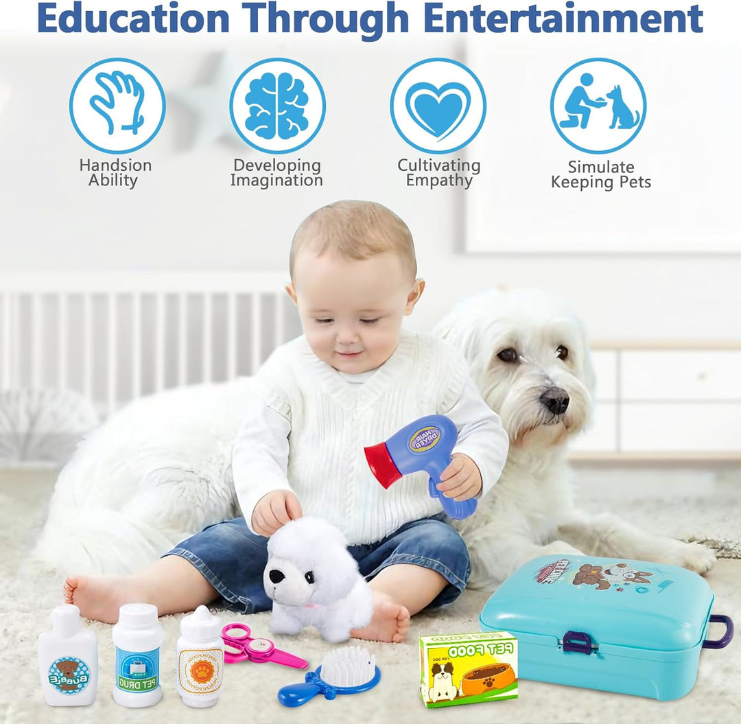 HERSITY Tierarztkoffer Hund Arztkoffer Kinder Mädchen 3 Jahre Alt Geschenkideen, Tierarzt Spielset H