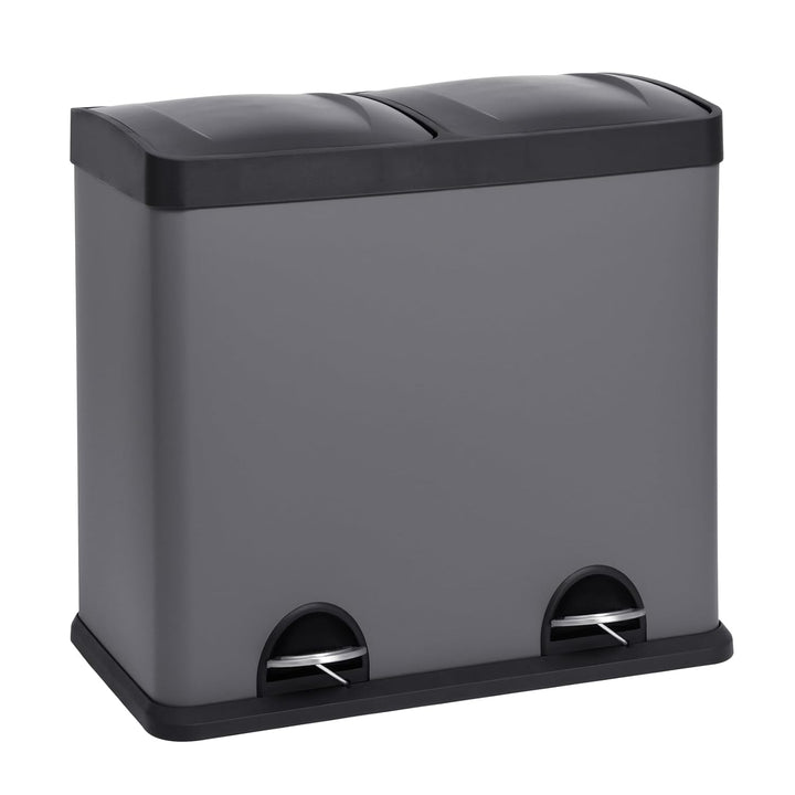 SVITA T2X24 Mülleimer 48 Liter Grau 2 x 24L Treteimer Abfalleimer Mülltrennung mit