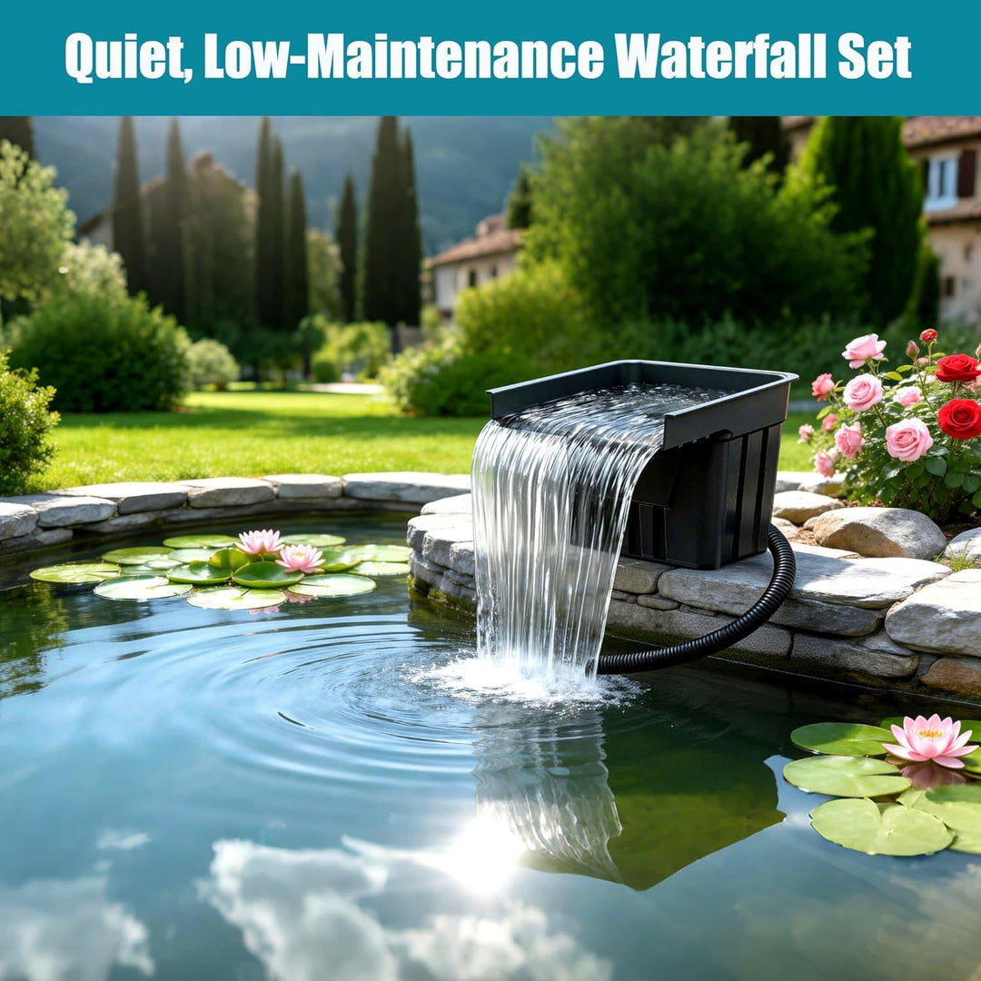 Biling Teich Wasserfall mit Teichfilter Komplettset, Pool Wasserfall mit 80W 4500L/H Teichpump, Wass