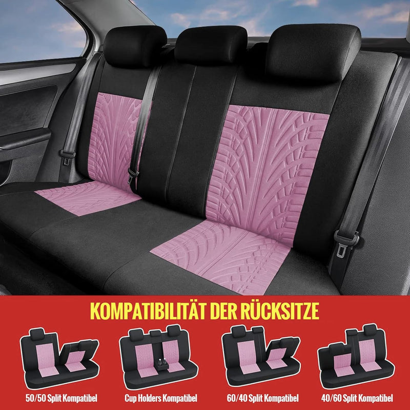 AUTOYOUTH Autositzbezüge Universal Fit Komplettset Autositzschoner Reifenschienen Autositzzubehör 9