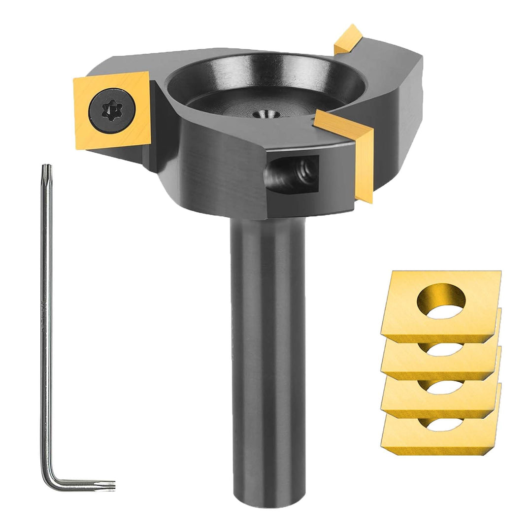 SpeTool Planfräser 12mm Schaft Flächenfräser 60mm Durchmesser mit 3 austauschbaren Hartmetallmessern