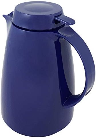 Helios Servitherm Thermoskanne Dunkelblau 1,0L – 6h Heiss - Hält Getränke heiss & kalt – Einhandbedi